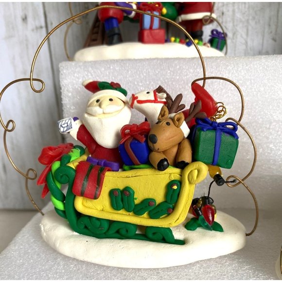 Christmas Figurine, Handmade vintage Reindeer Santa Was Sleigh - Picture 9 of 13